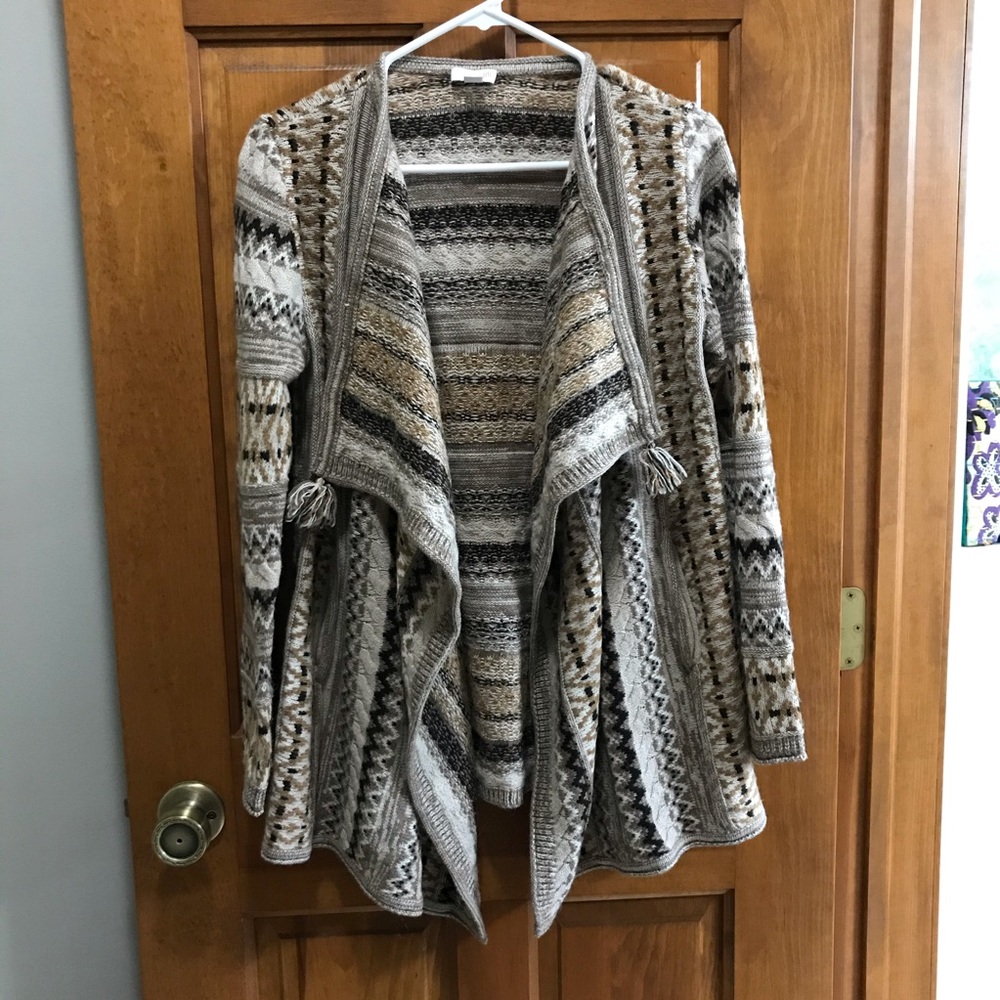 J. Jill Nordic Knit Open Front Draped Cardigan
